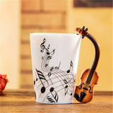 Music Violin Guitar Ceramic Drinkware Mug Coffee Tea Milk Stave Cups with Handle