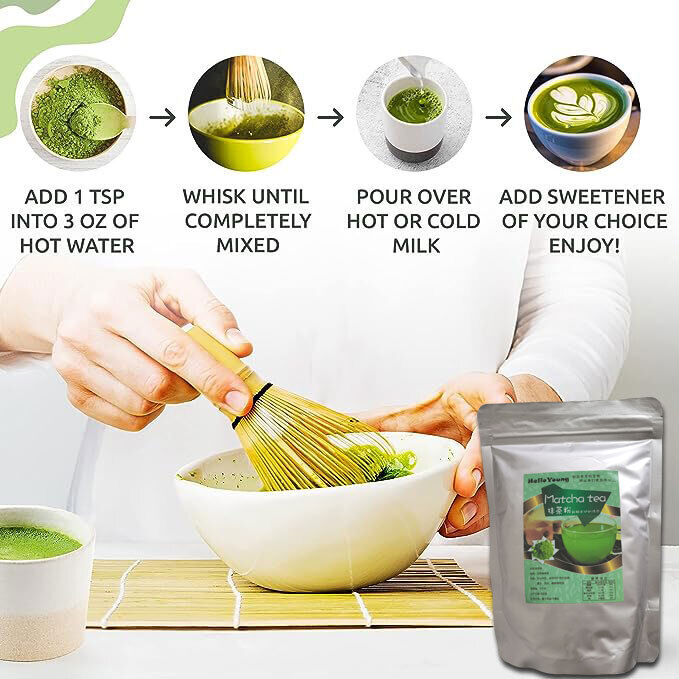 Matcha Latte Tea Powder Vegan Detox Destress Antioxidants Authentic Slimming