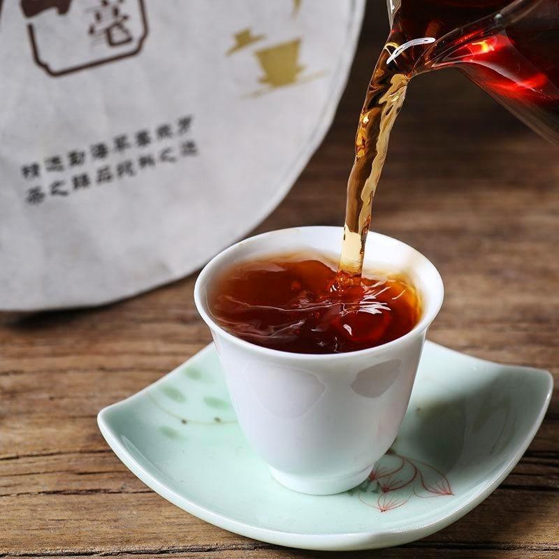 188g Ripe Puerh Tea Shu Puer Tea Cake,2016 Menghai Spring Hao Cake Main image