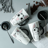 Coffee Cup With Lid And Spoon Cartoon Cat Milk Tea Cup Novelty Gift Ceramic Mug