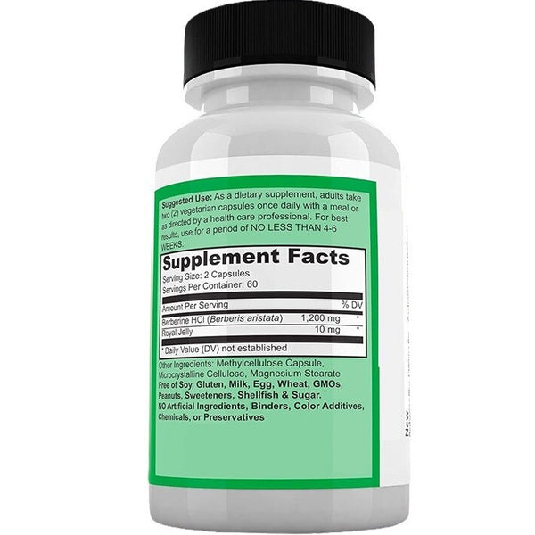 Berberine Plus 1200mg Per Serving - 120 Veggie Capsules Royal Jelly, Supports