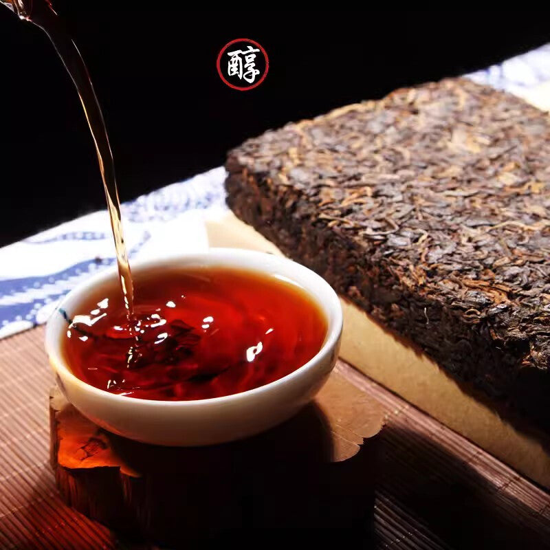 1000g TIAN FU CHA Anhua Baishaxi 1939 Dark Tea Black Tea Gold Flower Tea Brick Main image