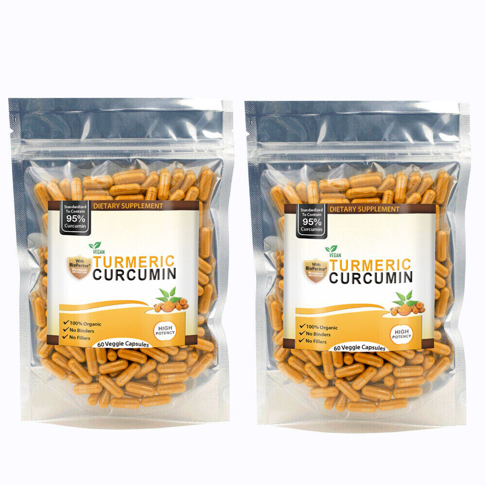TURMERIC BLACK PEPPER 95% CURCUMIN ANTIOXIDANT 10,000mg EXTRACT 2X 60 CAPSULES Secondary image