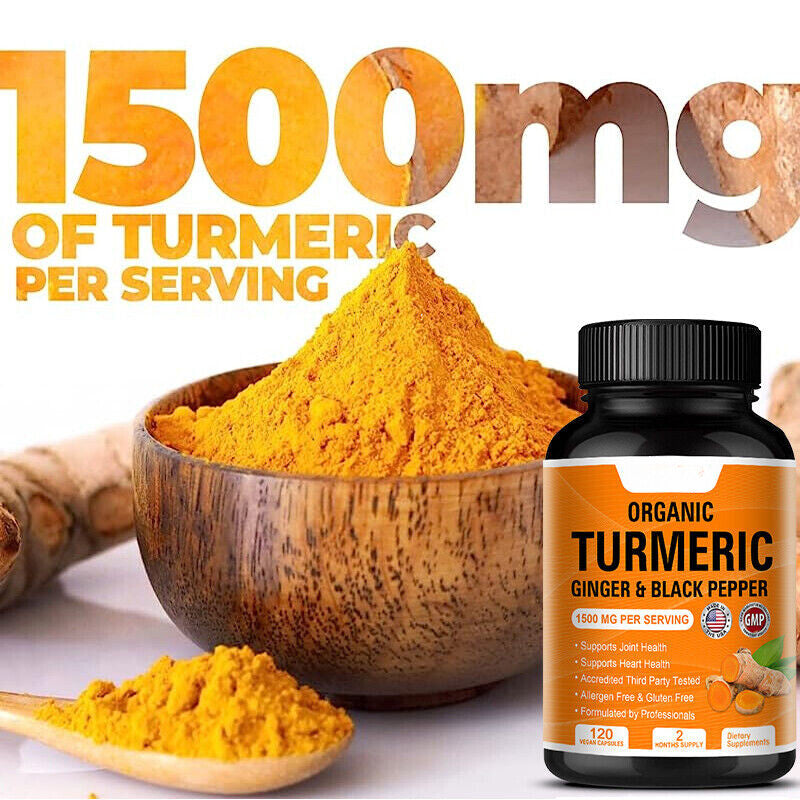 Turmeric Curcumin with Ginger & Black pepper 1500mg Triple Strength 120 Capsules