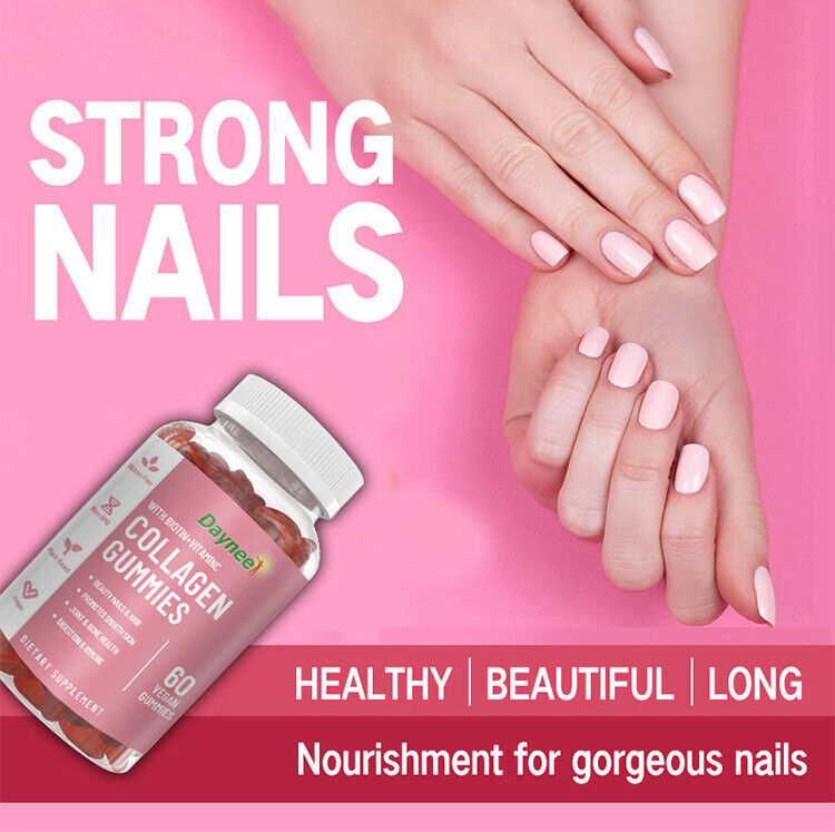 Biotin Vitamin C Collagen Gummies Nails Hair Skin Beauty 60 Vegan Capsules