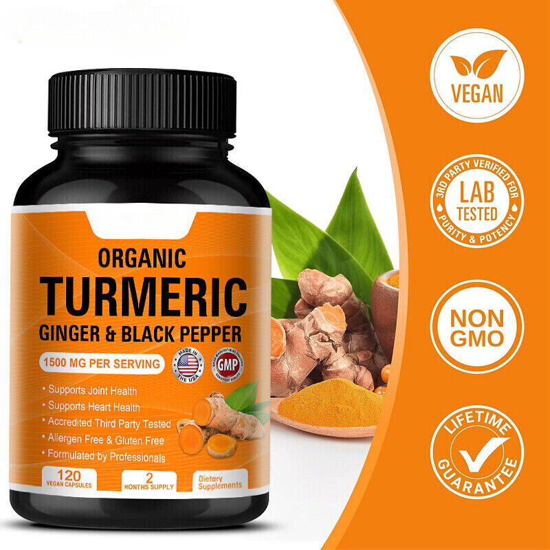 Turmeric Curcumin with Ginger & Black pepper 1500mg Triple Strength 120 Capsules