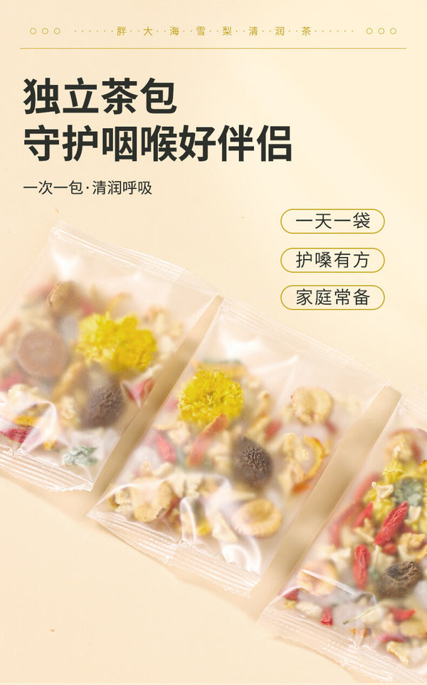 Luo Han Guo Pear Herbal Tea Bags Throat Soothing Moisturizing Sweet Drink