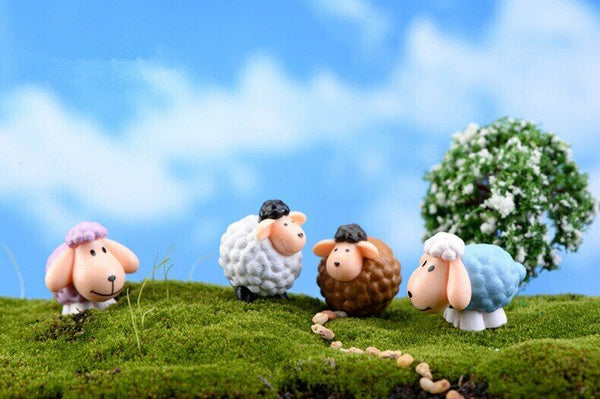 Figurines 2pc Long Ears Sheep Resin Decoration Moss Micro Landscape Deco Garden