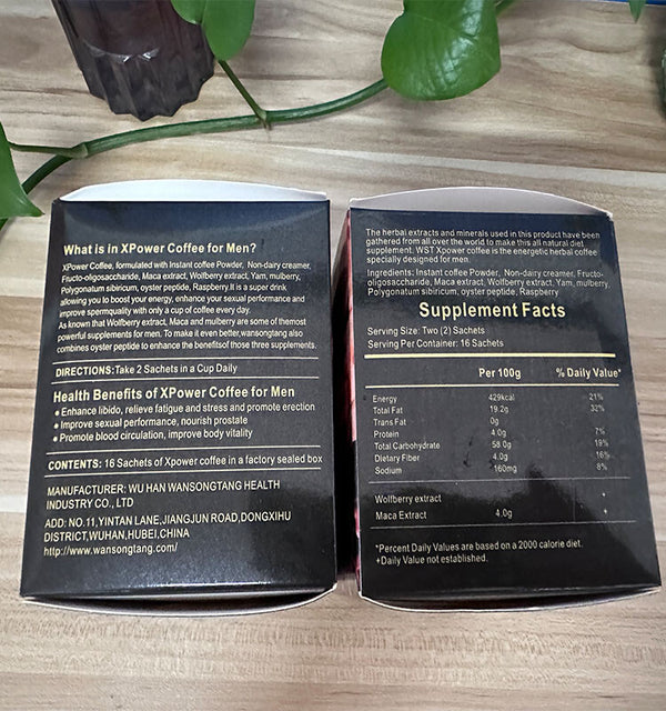 Instant Natural Herbal Coffee 10g*20bag Man X Power Coffee Maca Enlargement