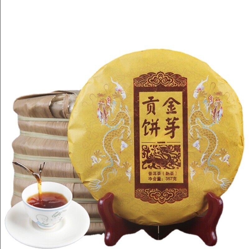 Yunnan Ripe Puerh Tea Xishuangbanna Spring Royal Tribute Gold Cake 357g/12.59oz Main image