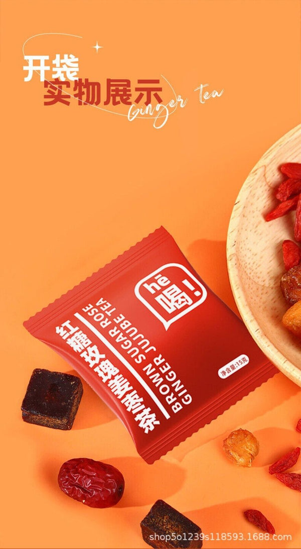 Brown Sugar Ginger Tea with Red Dates Longan Goji Womens Herbal Health Blend
