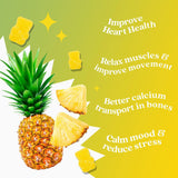 Magnesium Glycinate Gummies, Pineapple Flavor, Calcium, Potassium, Stress Relief