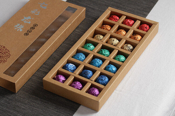 Yunnan Puerh Raw Tea, 21pcs Seven Coloured Dragon Balls Tea Box Set