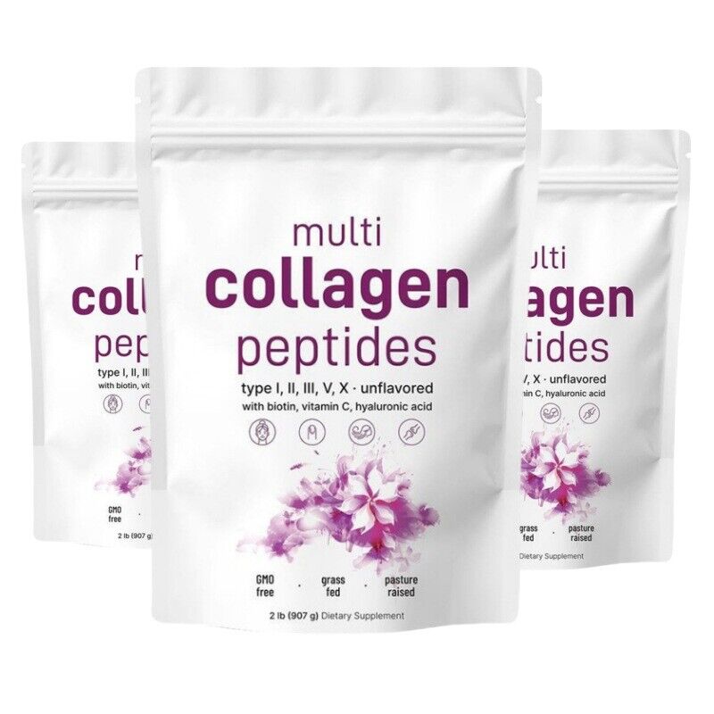 Multi Collagen Peptides Powder - Hydrolyzed Protein Peptides (Type I,II,III,V,X)