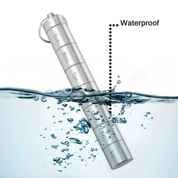 Waterproof Metal Pill Box Daily Medicine Container Keychain Pill Storage Holder