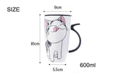 Coffee Cup With Lid And Spoon Cartoon Cat Milk Tea Cup Novelty Gift Ceramic Mug