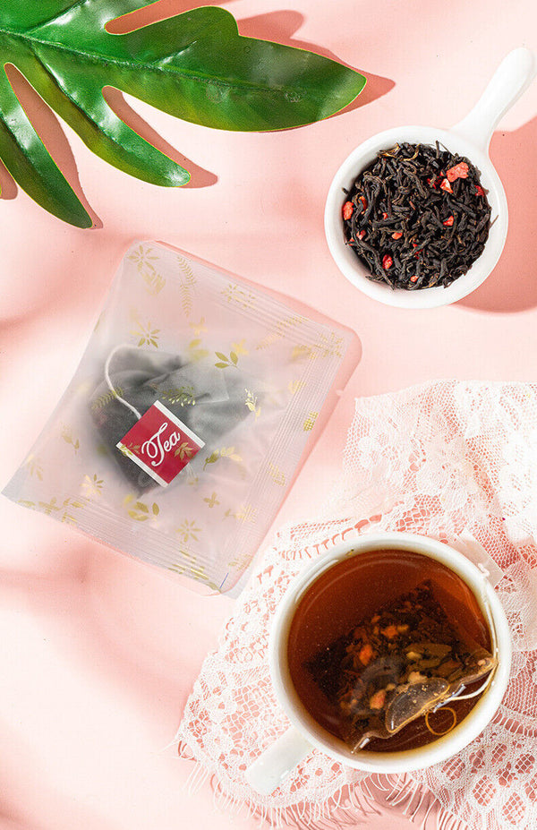 Strawberry Black Tea Pyramid Bags for Cold Brew Fruit Wellness Tea