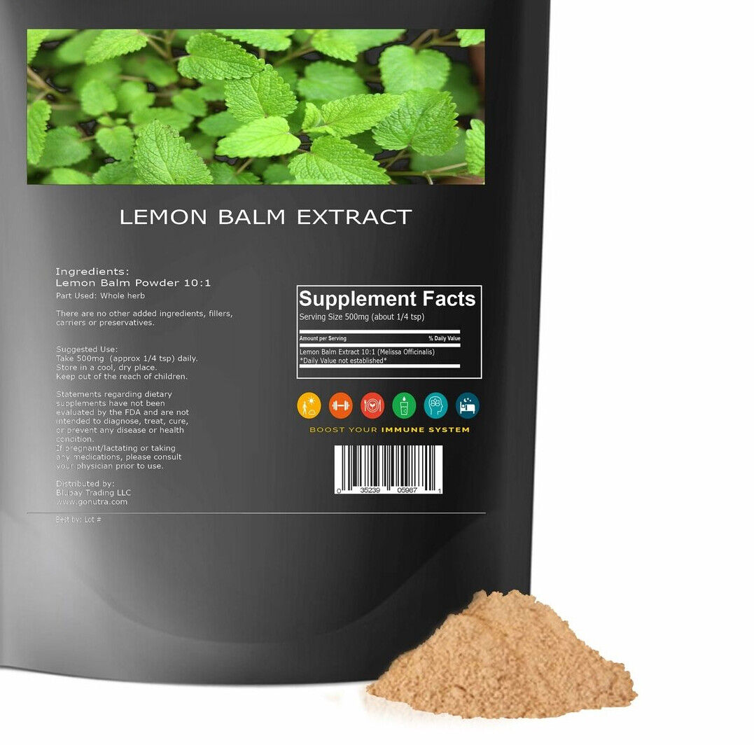 Lemon Balm Extract Powder 10:1 | Melissa Herbal Supplement 200G Main image