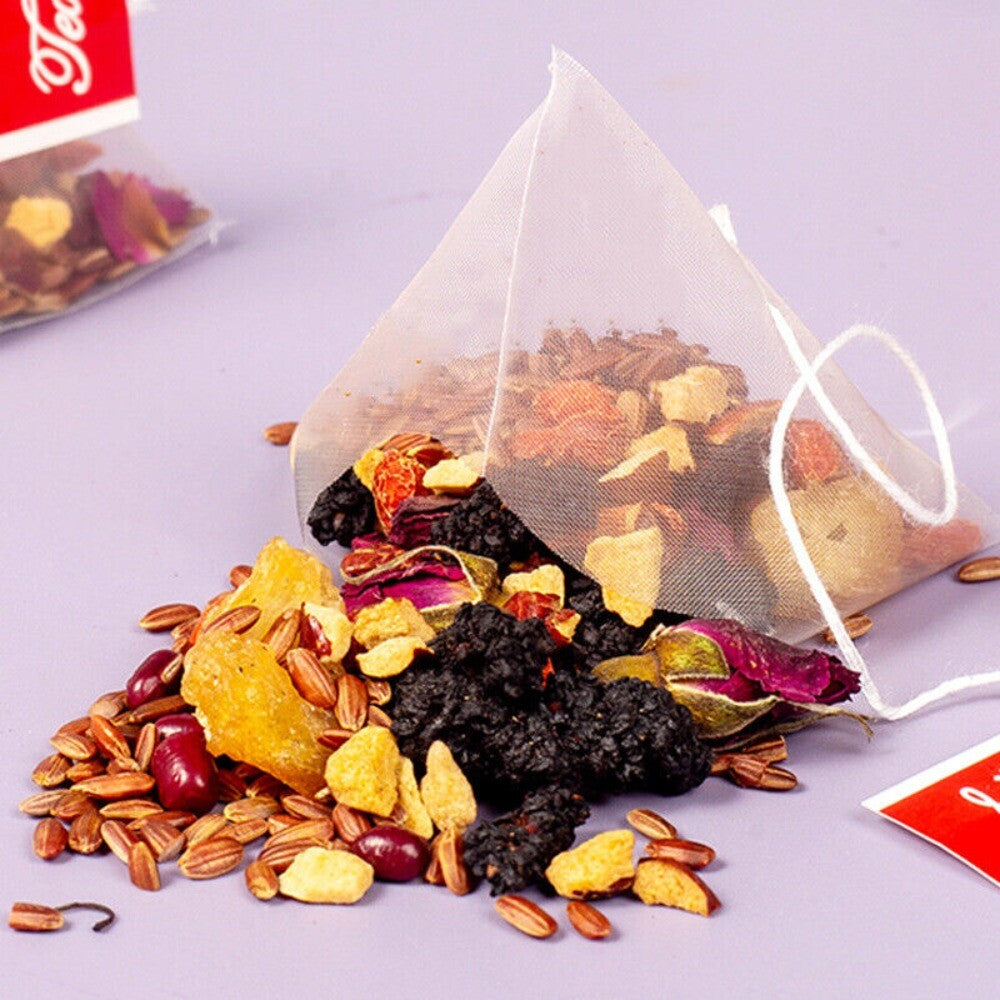 5 Red Herbal Tea Pyramid Bags Dates Beans Rice Mulberry Goji Wellness Blend Main image
