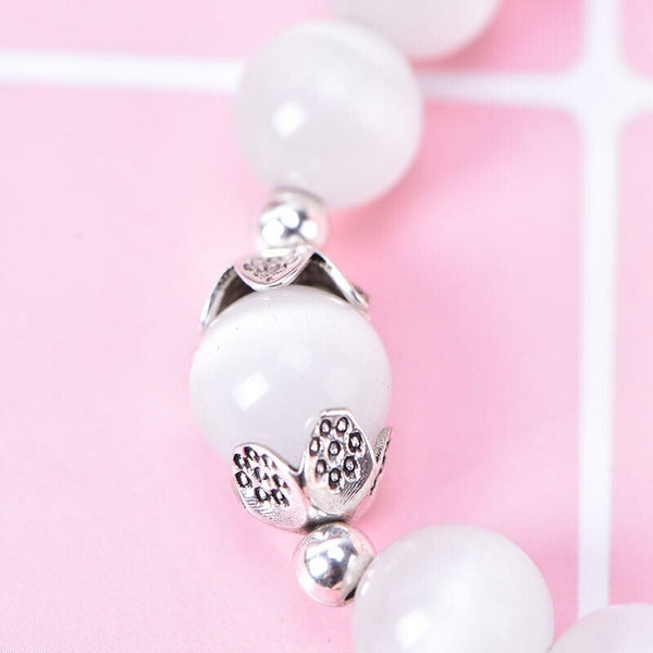 White Cat Eye Beads Bracelet Weight Loss Therapy Lucky Pendant Fashion Bracelet