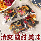 Dark plum hawthorn lotus leaf tea flowers and plants cold brewed tangerine tea