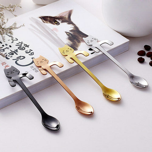 Stainless Steel Spoon Dinnerware Cat Coffee&Tea Spoon Kitchen Flatware Tableware