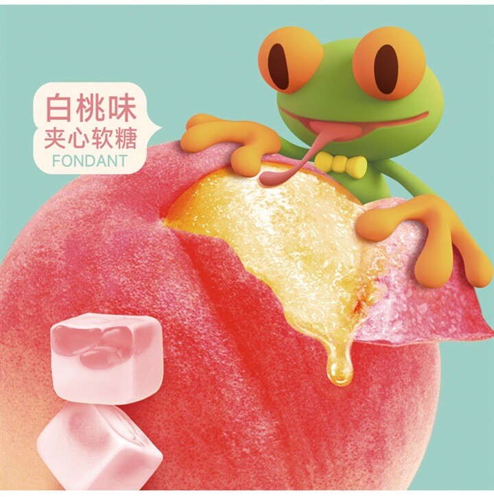 150g Juice Flavored Snack  Heart Filled Soft Candy White Peach Strawberry Main image