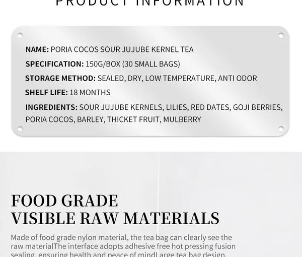 150g/30 Bags Healthy Herb Tea Bag Poria Cocos Sour Jujube Kernel Tea