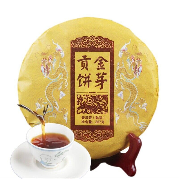 Yunnan Ripe Puerh Tea Xishuangbanna Spring Royal Tribute Gold Cake 357g/12.59oz