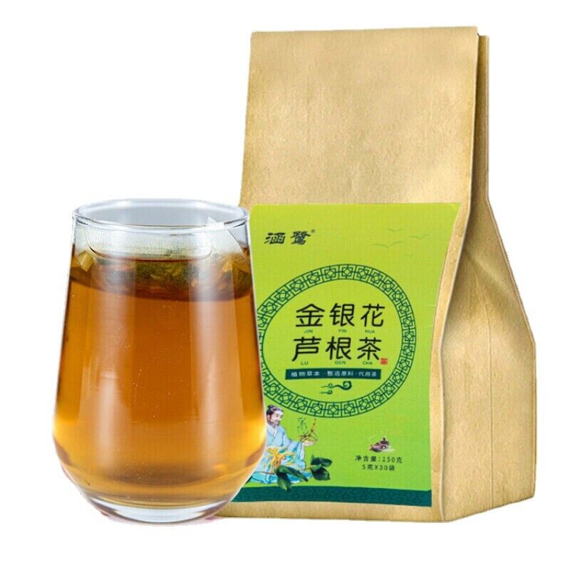 5g*30 Bags Organic Chinese Herbal Tea Honeysuckle Reed Root Herb Medicine Teabag Main image