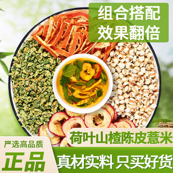 Lotus Leaf Hawthorn Tangerine Peel Coix Herbal Tea Premium Wellness Blend