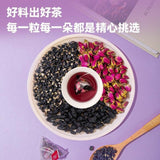 Black Goji Mulberry Rose Tea 50 Count Triangular Bags with Rose Petals