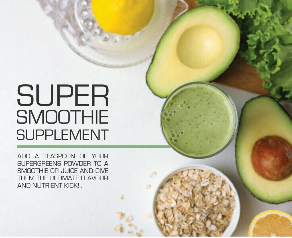 Super Greens Powder 250g - 34+ Super Foods Spirulina Chlorella Barley Grass