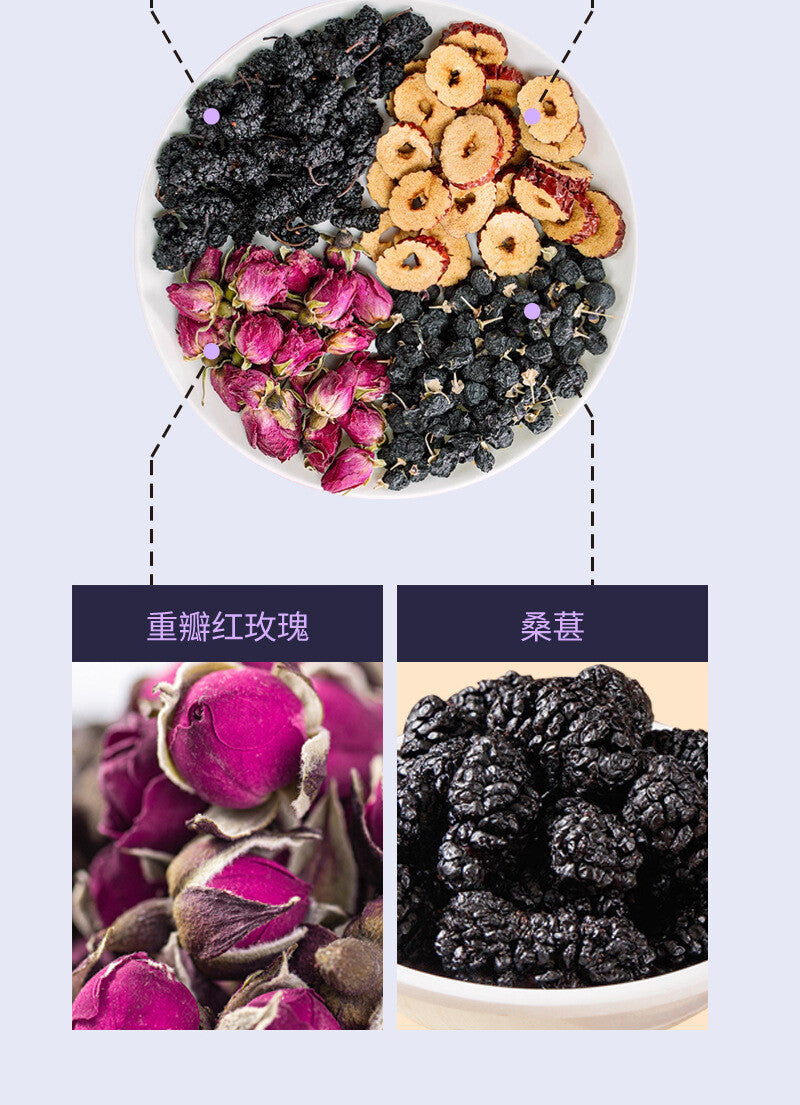 Black Goji Mulberry Rose Tea Pyramid Bag Herbal Fruit Beauty Tea