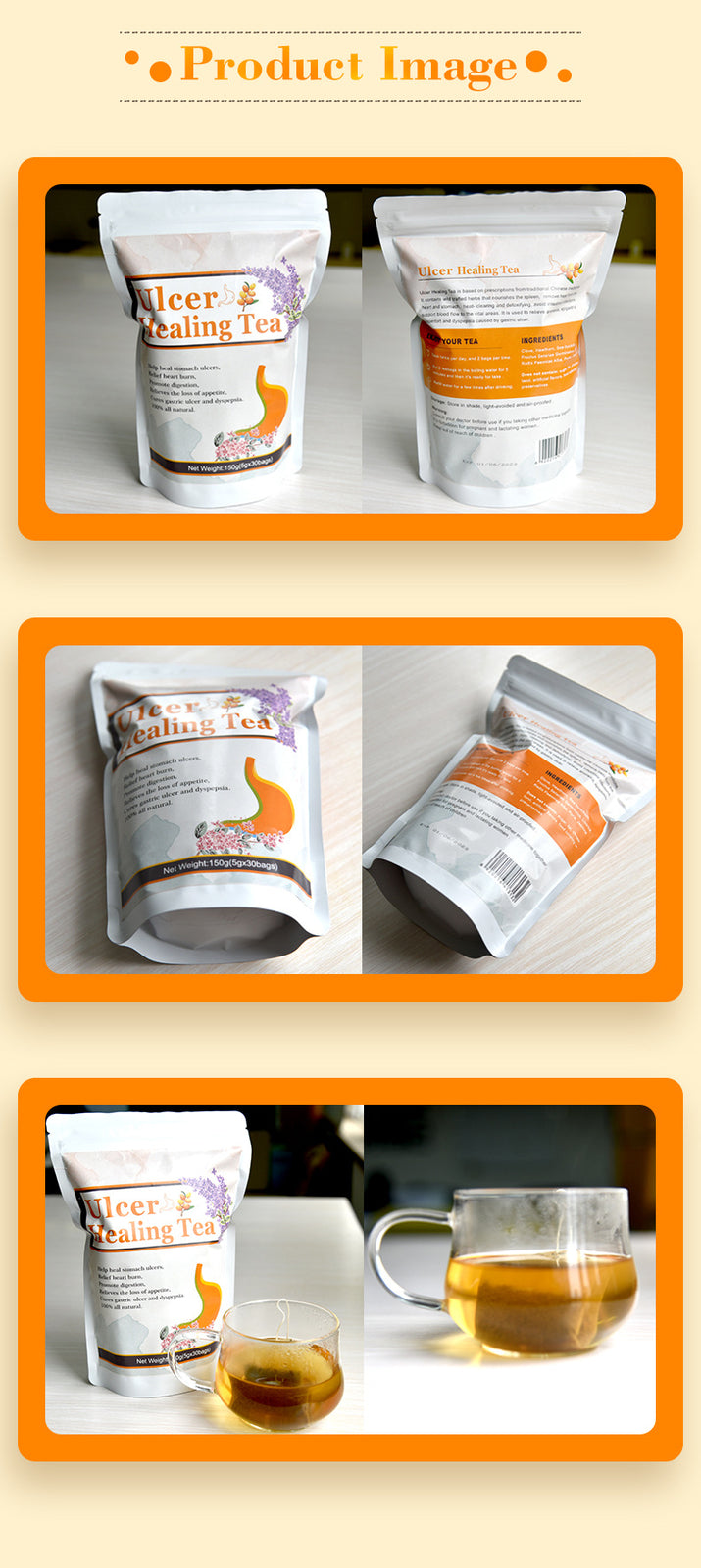 Premium Natural Ulcer Healing Tea Herbal Tea 3g*30 bags