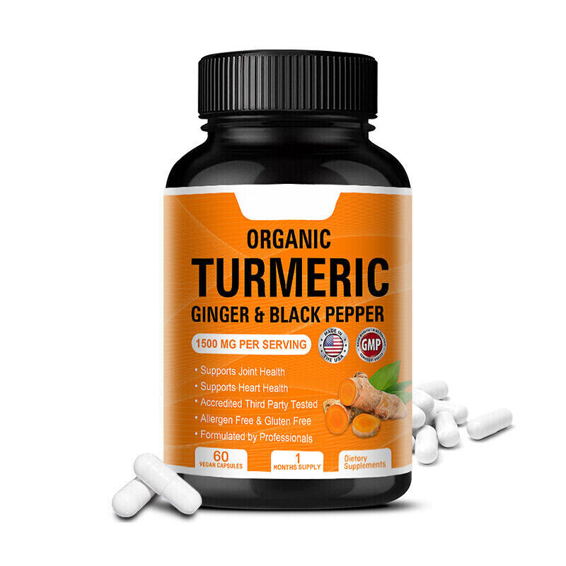 Turmeric Curcumin with Ginger & Black pepper 1500mg Triple Strength 120 Capsules