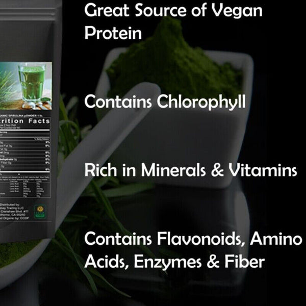 Spirulina Powder Organic 100% Pure Non-Gmo Non-Irradiated 2.2 lbs. (1 kilo)
