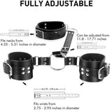 BDSM Leather Handcuffs Set Adjustable Handcuffs Wristbands Bracelets with rivet