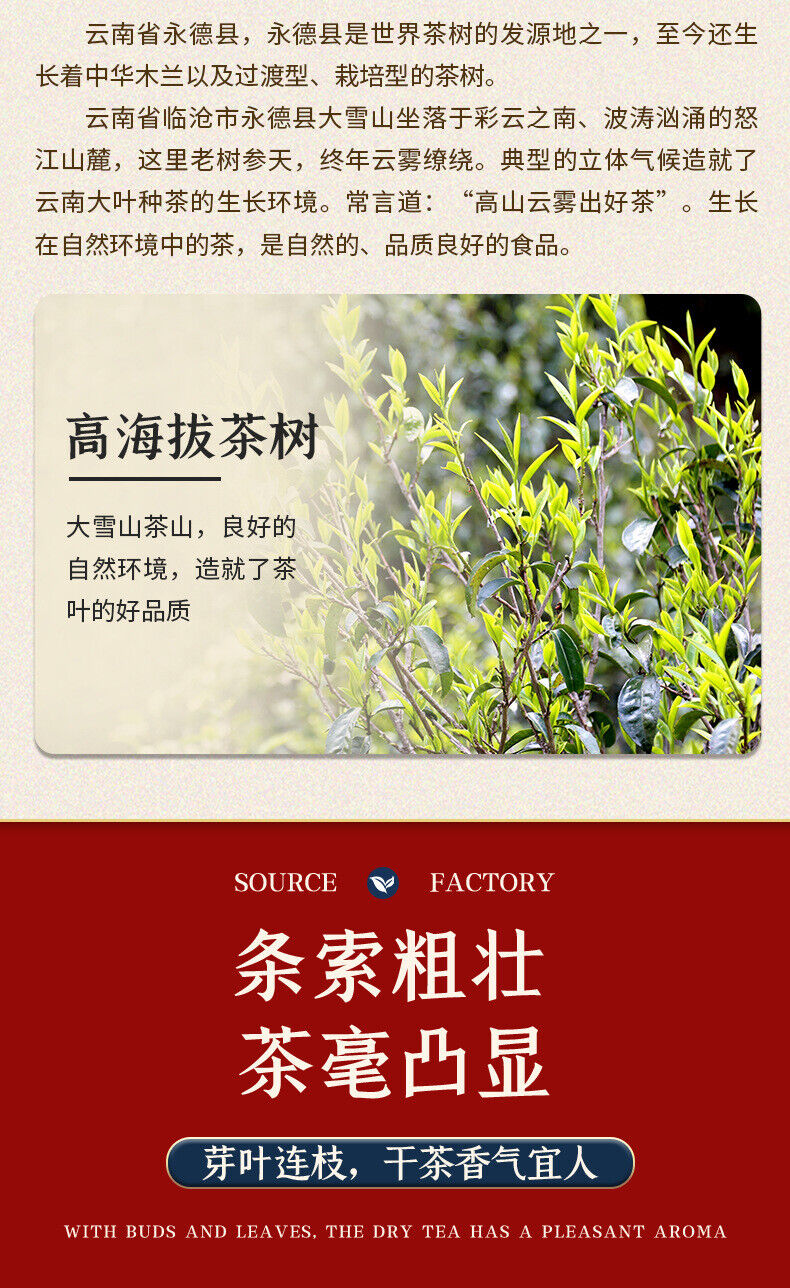 Pu'er Raw Tea Snow Mountain Tea Spring Tea Tea Cake Large Leaf Tea Raw Tea 357g