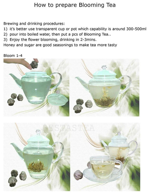 Handcrafted Art Mini Flowering White Tea Herbal Flower Blooming Tea Balls 20pcs