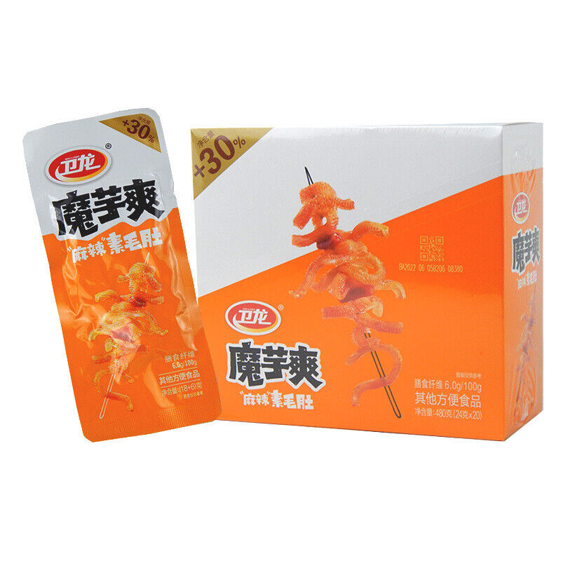 Weilong Konjac Shuang Vegetarian Tripes Spicy Strips Snacks 卫龙魔芋爽素毛肚 15g*20 Bags Secondary image