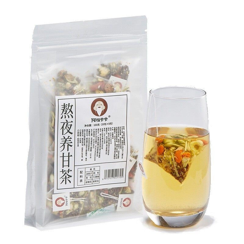 Staying up late for health, chrysanthemum, cassia seed, goji berry tea