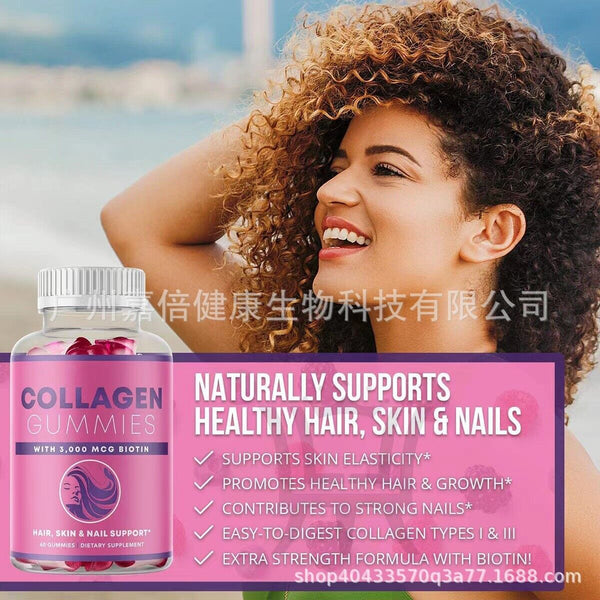 Collagen Gummies Biotin Collagen Hair Gummy Bears 60 Capsules