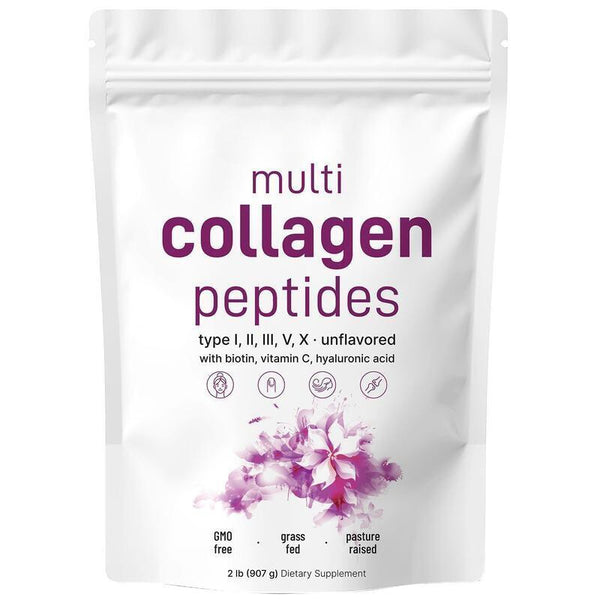 Multi Collagen Peptides Powder - Hydrolyzed Protein Peptides (Type I,II,III,V,X)
