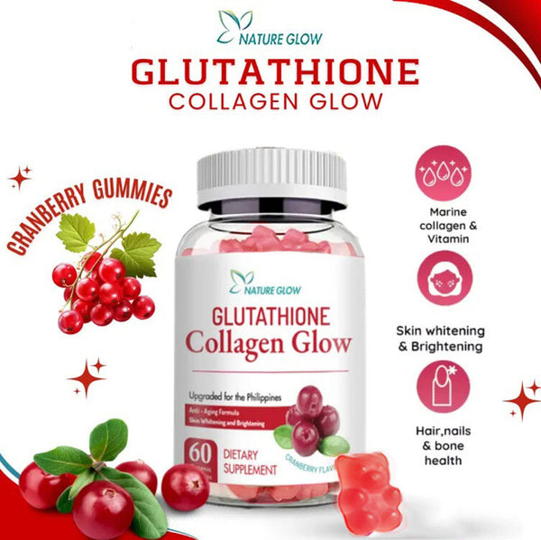 NATURE GLOW Collagen Gummies with Glutathione and Cranberry Anti-Aging Formula