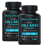 3-PACK Vital Vitamins Multi Collagen Complex - Type I, II, III, V, X, Grass Fed