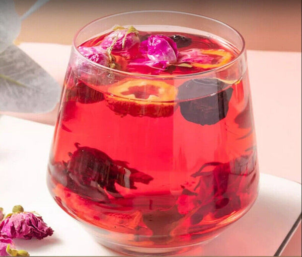 Hawthorn Roselle Mulberry Rose Herbal Tea Natural Blend Antioxidant Floral