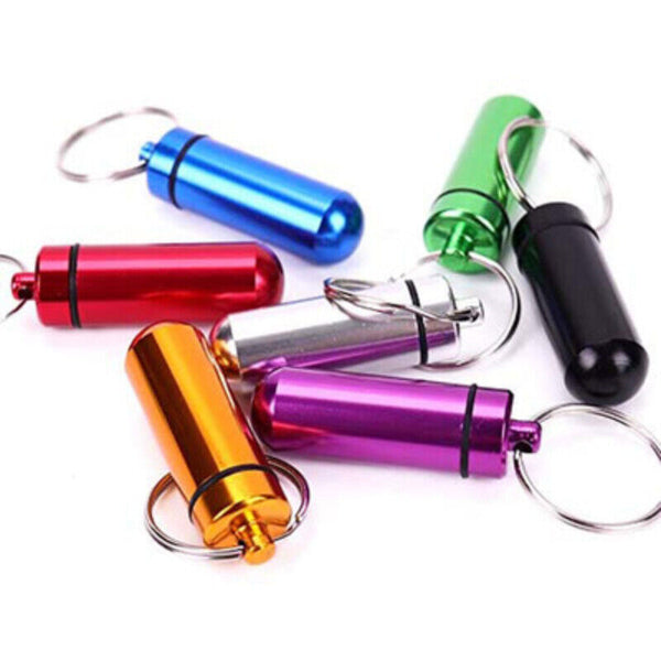 Waterproof Metal Pill Box Cache Holder Keychain Box Health Care Aluminum alloy