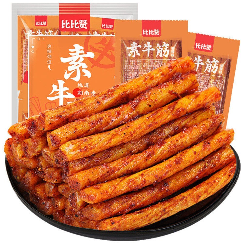 Vegan Beef Tendon Spicy Strips 90g  Plant Based Protein Nostalgic Snack Main image