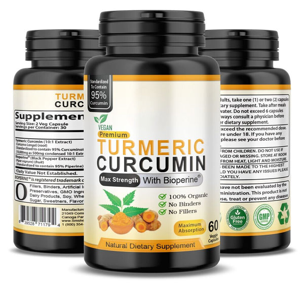TURMERIC 95% CURCUMIN 10,000mg EXTRACT TUMERIC BLACK PEPPER ANTIOXIDANT BEST